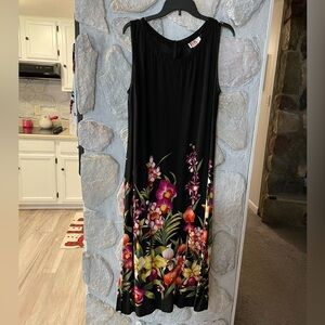 R&K Originals Sleeveless Black Floral Maxi Dress- Beaded Detail-See Measurements